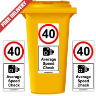 40 mph Average Speed Check Speed Reduction Wheelie Bin Stickers XL